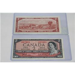 PAIR OF 1954 CANADIAN $2 BANK NOTES