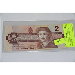 1986 CANADIAN TWO DOLLAR BANKNOTE