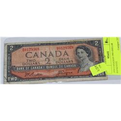 1954 CANADIAN TWO DOLLAR BANKNOTE