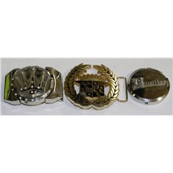 3 ASSORTED BELT BUCKLES - TWO HAVE BUILT IN