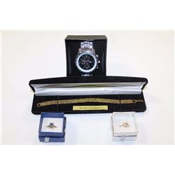 LOT OF ASSORTED ACCESSORIES INCLUDING 2 RINGS,