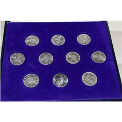 SET OF 10 CANADA SILVER DOLLARS PRE 67