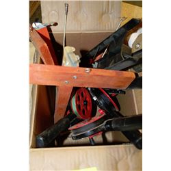 BOX OF ICE FISHING RODS & RIGS