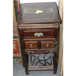 WOOD THREE DRAWER END TABLE
