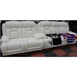 NEW WHITE PERFORATED LEATHER RECILNING SOFA