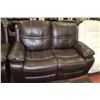 Image 2 : NEW BROWN LEATHER RECLINING SOFA & LOVESEAT