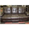 Image 3 : NEW BROWN LEATHER RECLINING SOFA & LOVESEAT