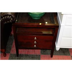 SHOWHOME WOOD & GLASS 3 DRAWER END TABLE