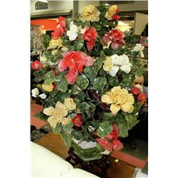 LARGE NATURAL STONE FLOWER TREE 44"H