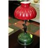 Image 1 : ANTIQUE 1920'S KEROSENE LAMP WITH RED SHADE