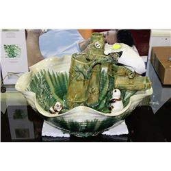 LARGE PANDA BEAR BAMBOO WATER FOUNTAIN