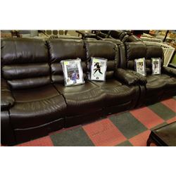 NEW BROWN LEATHERETTE RECLINING SOFA & LOVESEAT