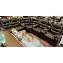 NEW CHOCLATE BROWN LEATHER RECLINING SECTIONAL