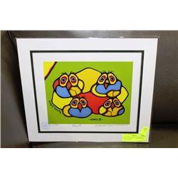 "OWLS" BY NORVAL MORRISSEAU SIGNED PRINT