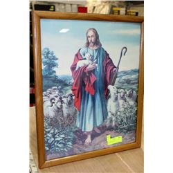 RELIGIOUS PICTURE OF JESUS & HERD OF SHEEP