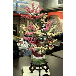LARGE NATURAL STONE CHERRY BLOSSOM TREE 50"H
