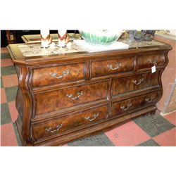 FAUX MARBLE TOP DELUXE 7 DRAWER DRESSER W/ SILENT