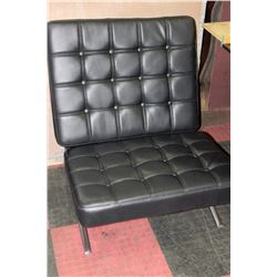 BLACK LEATHERETTE CHROME BASE ACCENT CHAIR