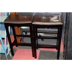 PAIR OF BROWN LEATHERETTE STOOLS