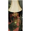 Image 1 : VINTAGE BRASS + GLASS TABLE LAMP W/ SHADE