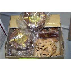 FLAT OF INDIAN DECORATIONS INCLUDING ASH TRAYS