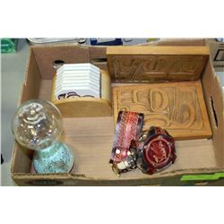 BOX W/INUIT WOOD CARVINGS, INUIT