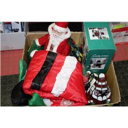 BOX OF CHRISTMAS ORNAMENTS & DECOR