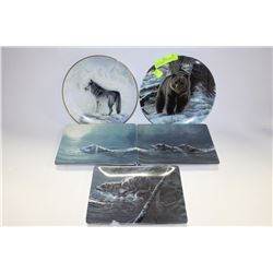 COLLECTIBLE PLATES INCLUDING SET OF 3 WOLF