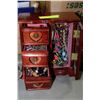 Image 1 : BROWN HEART & FLOWER JEWELLERY BOX W/ CONTENTS