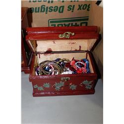 HAND PAINTED JEWELLERY CHEST FILLED W/ FASHION