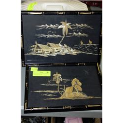PAIR OF HAND CRAFTED BAMBOO CARVED PICTURES