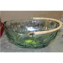 VINTAGE HARVEST FRUIT BOWL W/ BAMBOO HANDLE