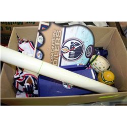 BOX OF OILERS & ESKIMOS ITEMS