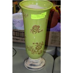 TALL RUSTIC GREEN FLORAL VASE