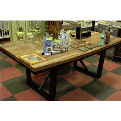 RUSTIC STYLE WOOD KITCHEN TABLE WITH LEAF