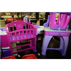 CHILDRENS VANITY SET, SOLD WITH DOLL CRIB