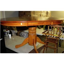 ROUND WOOD TABLE WITH 3 LEATHERITE SIDE CHAIRS
