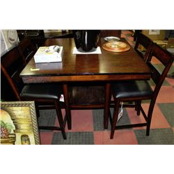 WOODEN BAR HEIGHT TABLE WITH 4 STOOLS