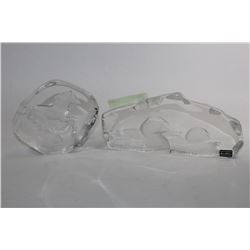 PAIR OF LEAD CRYSTAL DUCK AND STALLION ORNAMENTS