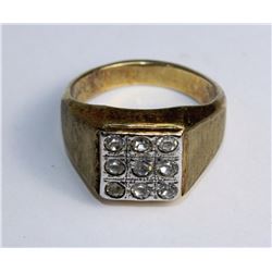 MENS WHITE & YELLOW GOLD CZ RING