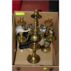 LOT OF 4-PRONGED CANDLEHOLDER & GOBLETS