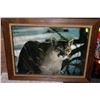 Image 1 : LARGE COUGAR PRINT IN WOOD FRAME