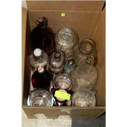BOX OF VINTAGE BOTTLES AND MORE