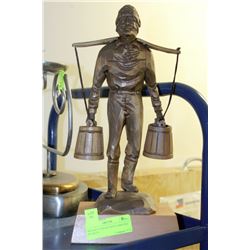 WOODEN CARVED MAN CARRYING BUCKETS