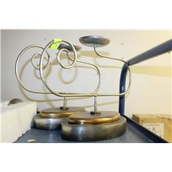 PAIR OF GOLD LEAF/SILVER LEAF CANDLEHOLDERS