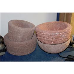 4 HANDCARVED HYPERTUFA POTS