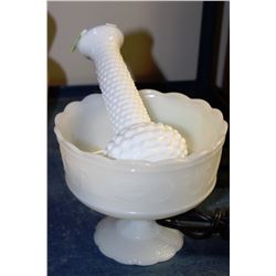 MILK GLASS BOWL SOLD WITH HOBNAIL VASE