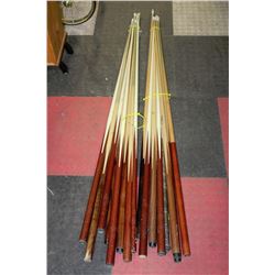 2 BUNDLES OF POOL CUES