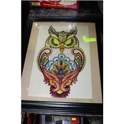 LARGE OWL FRAMED PRINT