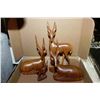 Image 1 : LOT OF 4 TEAK GAZELLE CARVINGS